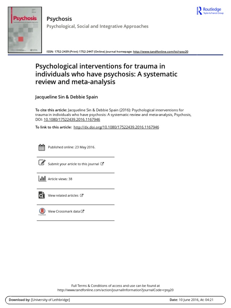 Psychological Intervention Trauma Psychosis | PDF | Psychological ...