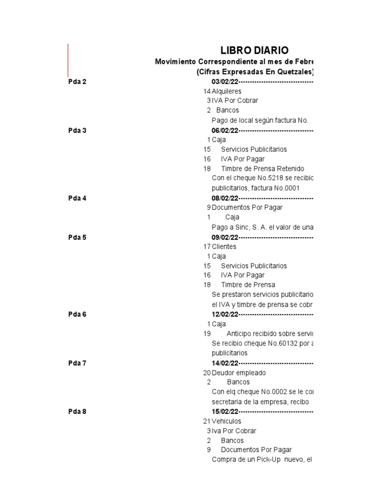 Libro Diario Ejercicio 9 Pdf Cheque