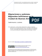 Castronuovo, Luciana (2010) - Migraciones y Pobreza. Migrantes Bolivianos en La Ciudad de Buenos Aires