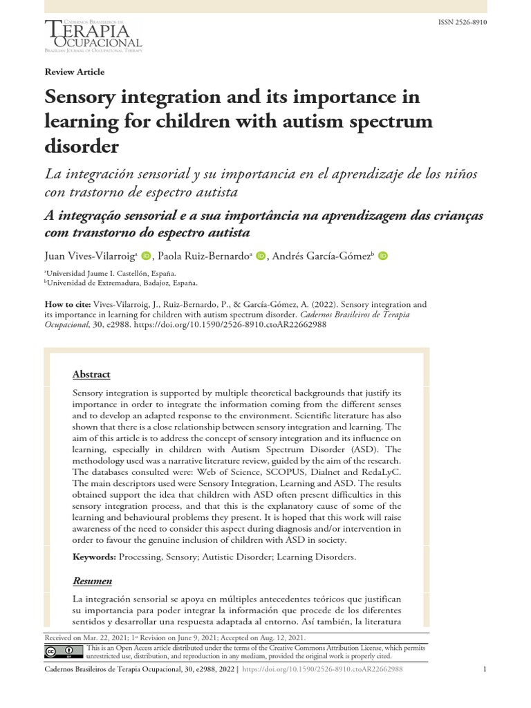 Sensory Integration and Its Importance in Learning For Children With ...