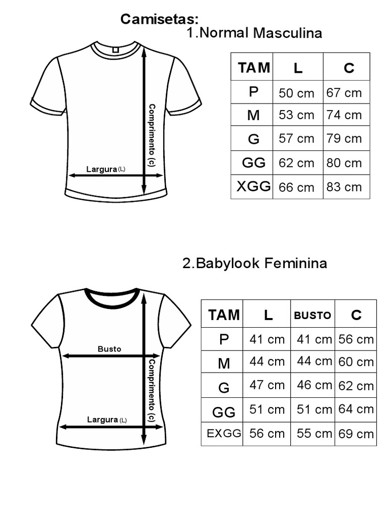 Tabela de Medidas | PDF