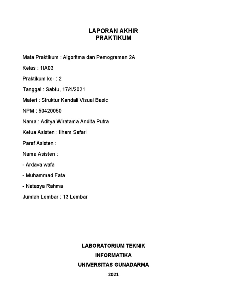 Praktikum Visual Basic: Array dan Timer | PDF