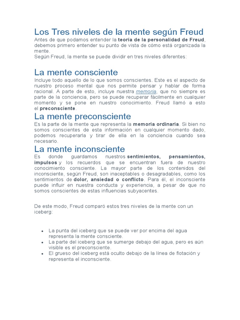 Los Tres Niveles de La Mente Según Freud PDF