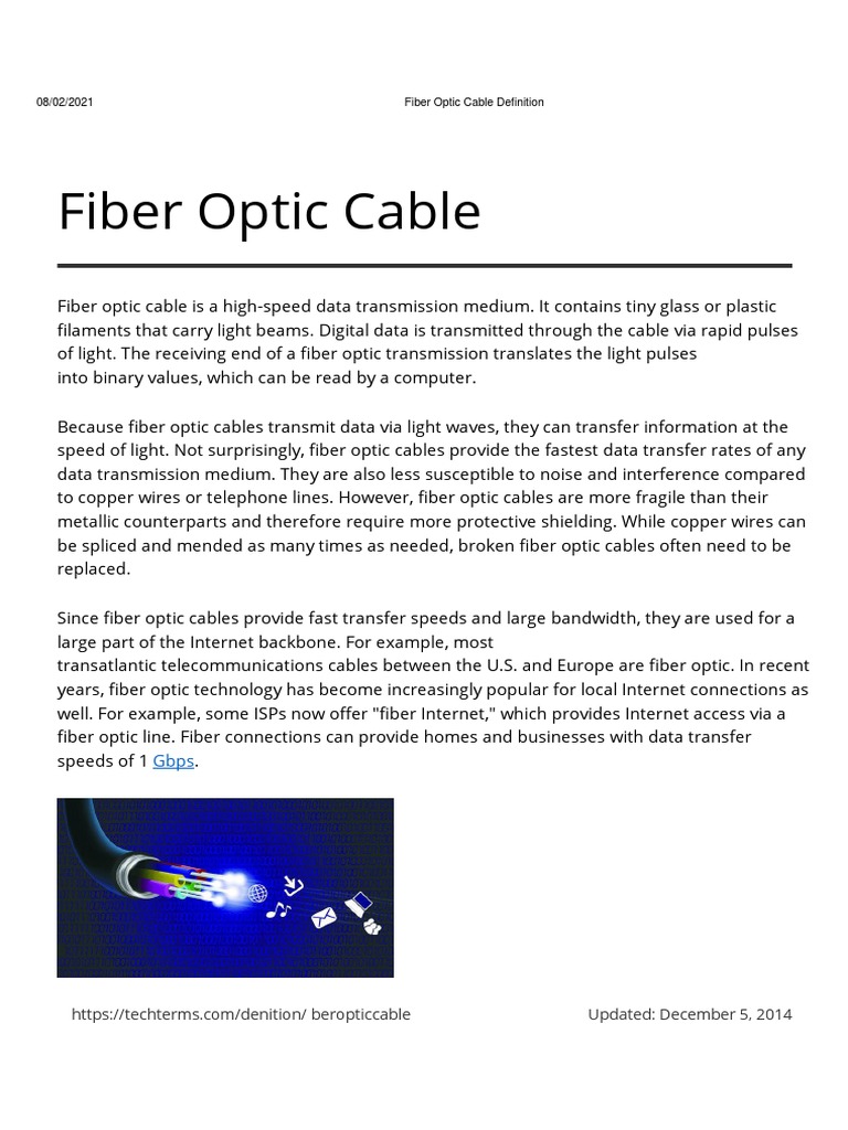 Fiber Optic Cable Definition PDF