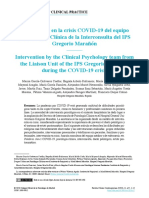 Intervención en La Crisis COVID-19 Del Equipo de Psicología Clínica