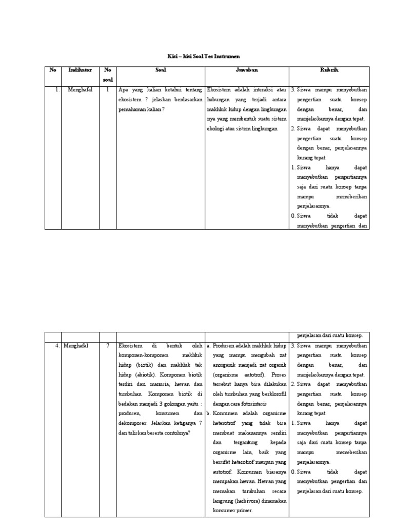 Kisi Instrumen New | PDF