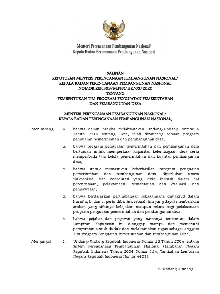 Pembentukan Tim P3PD untuk Desa | PDF