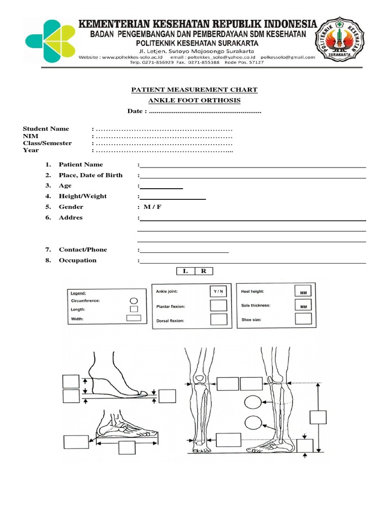 Afo Measurement Chart | PDF