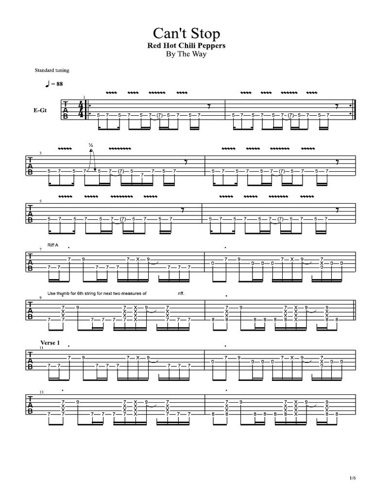 Cant Stop Guitar PDF