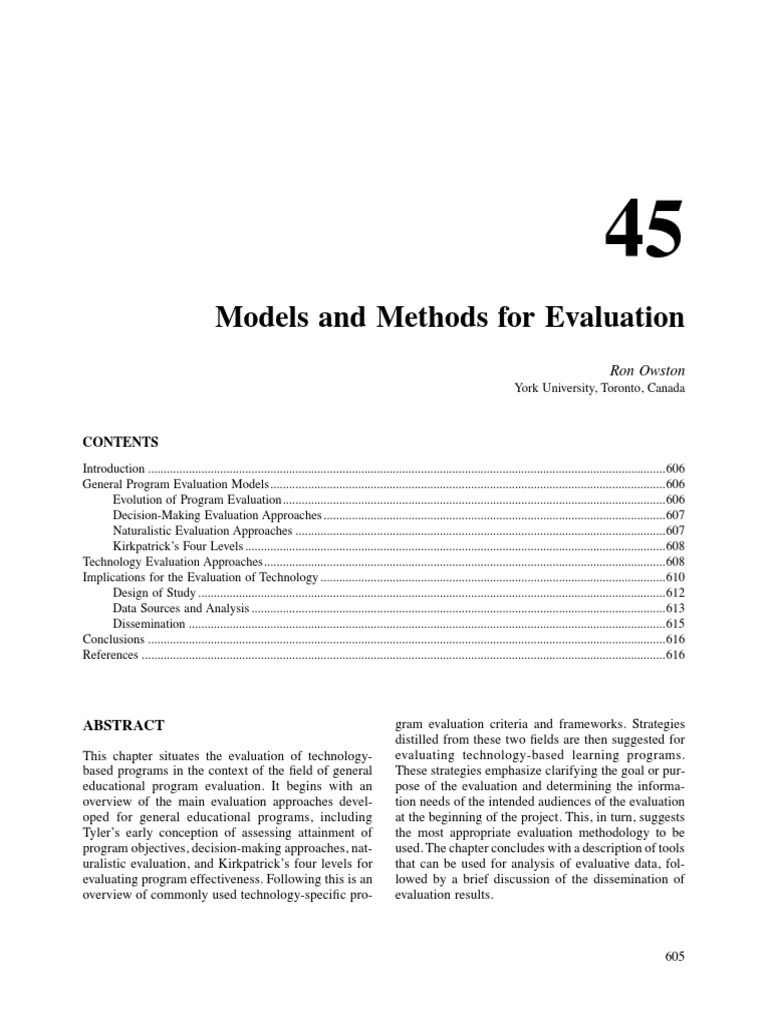 Evaluation Models for Technology in Education | PDF | Evaluation ...