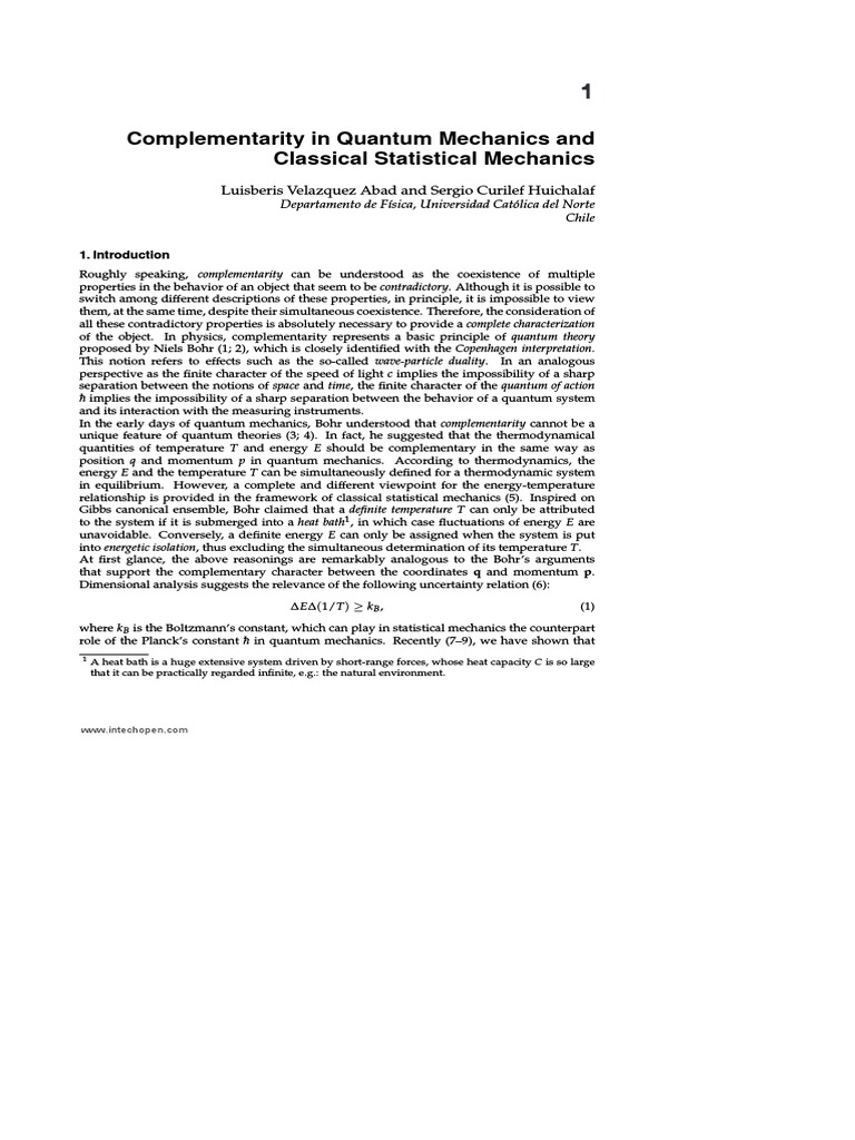 Quantum and Classical Complementarity | PDF | Quantum Mechanics ...