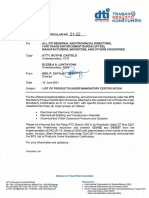 Memorandum Circular No. 21-22 With List of Products Under Mandatory Certification As of 31 May 2021