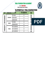 Ibcp Language Development (LD) Final Examinations Subject Class Students