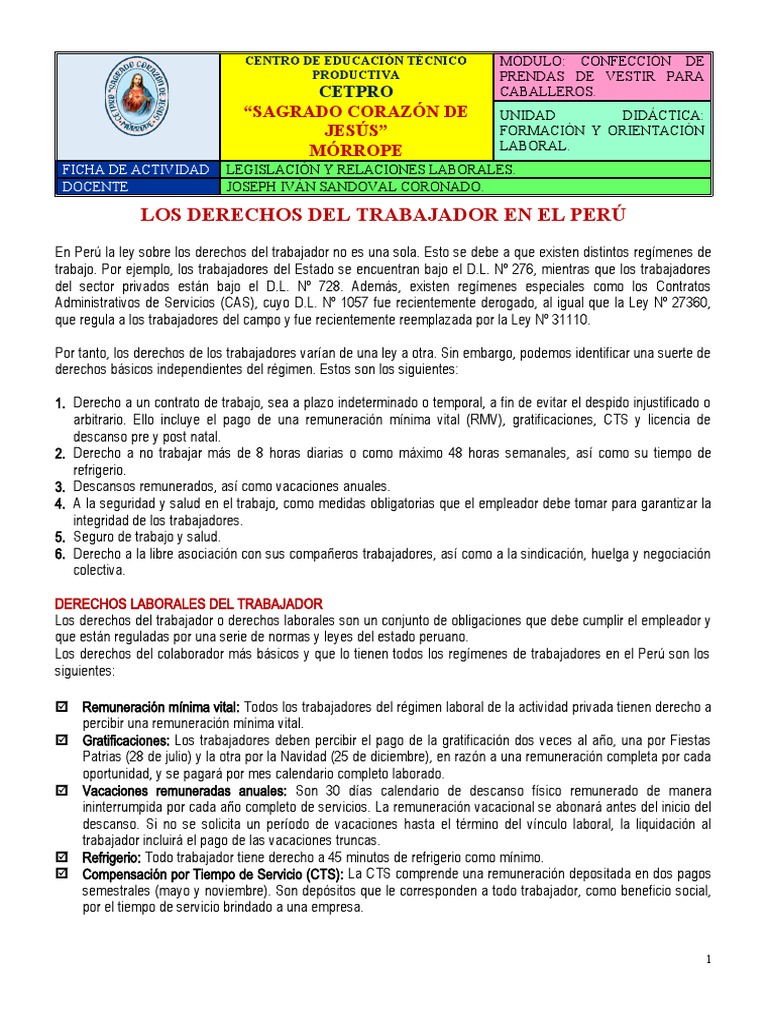 Derechos Laborales en Perú | PDF | Derecho laboral | Salario