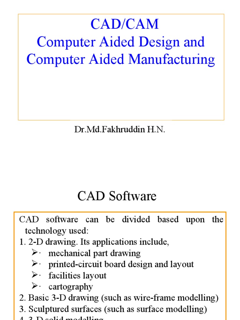 Introduction To Computer Aided Design and Computer Aided Manufacturing ...