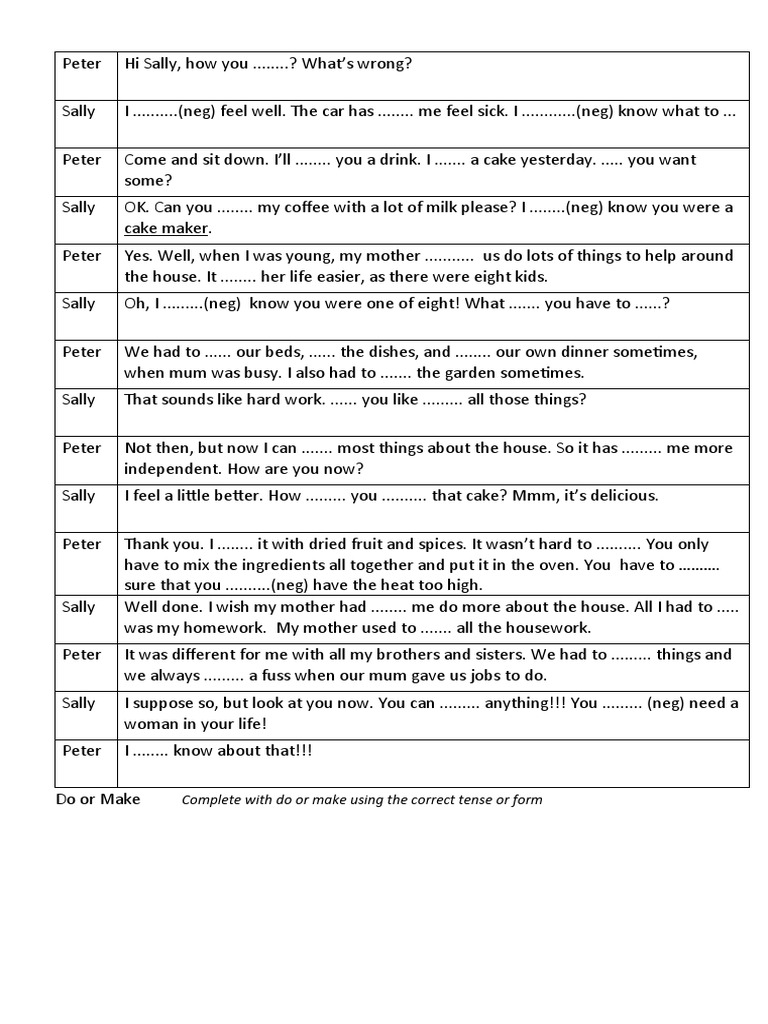 Do Or Make Students EXERCISES PDF