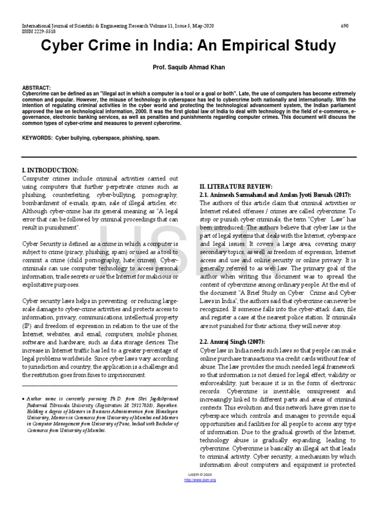 Cyber Crime in India An Empirical Study | PDF | Cybercrime | Security