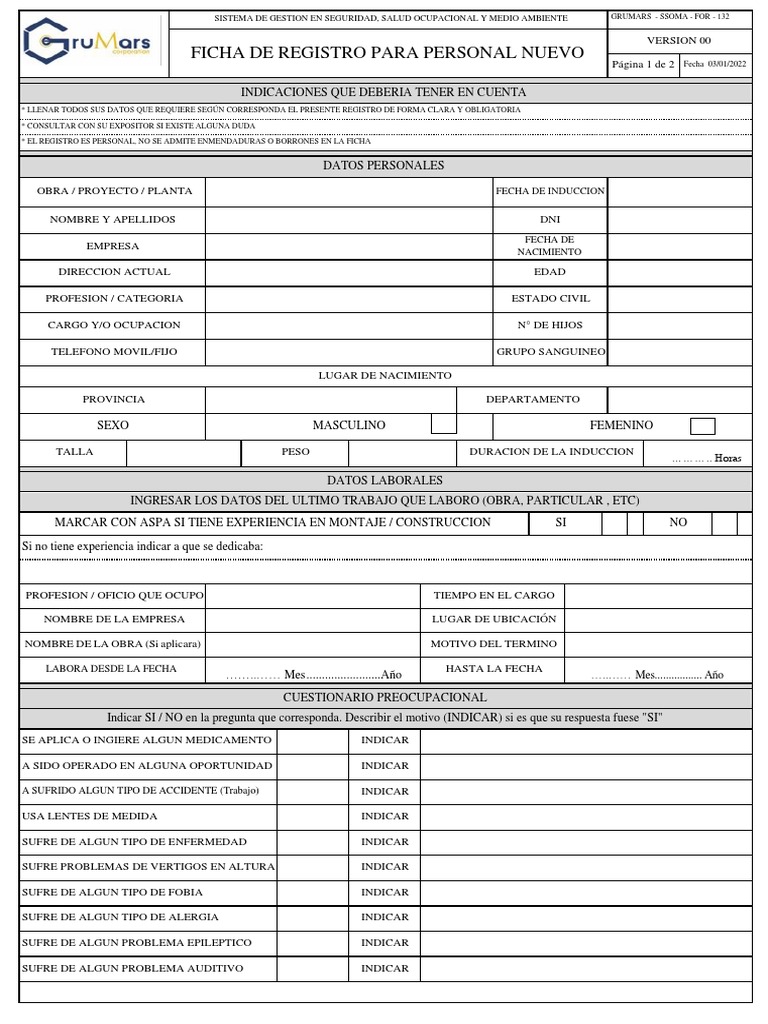 IVNA - SSOMA - Registro de Personal | PDF | Ciencias de la Salud