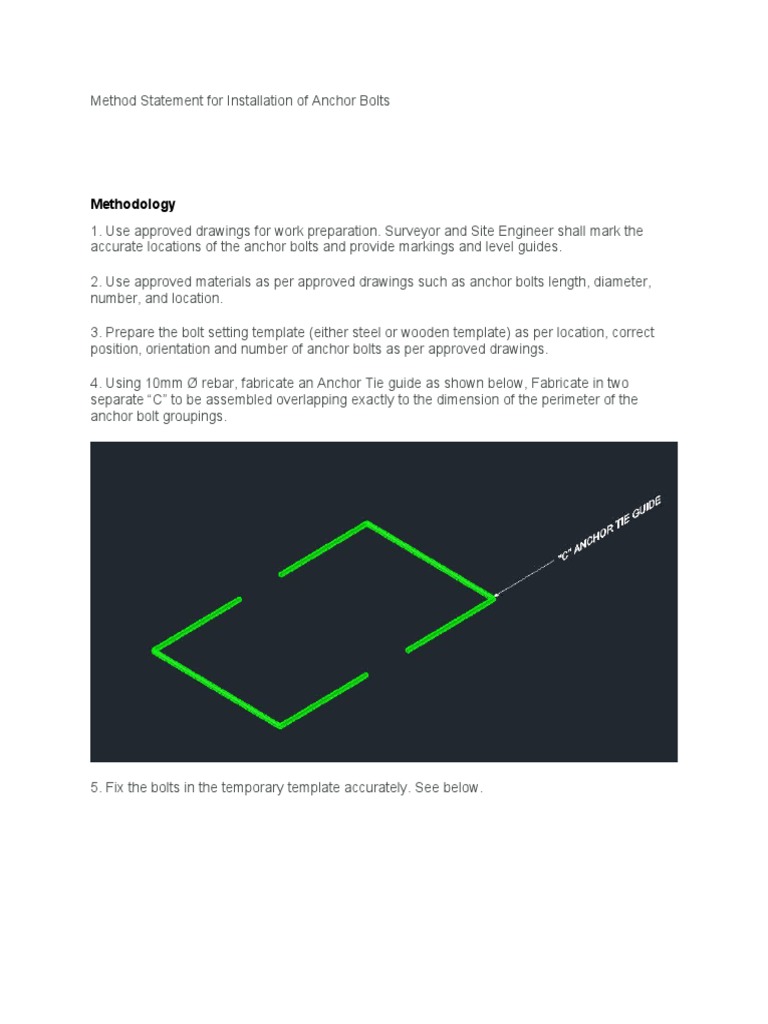 Method Statement For Installation of Anchor Bolts PDF