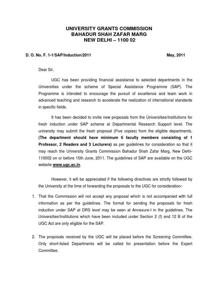 Special Assistance Programme PDF University Government