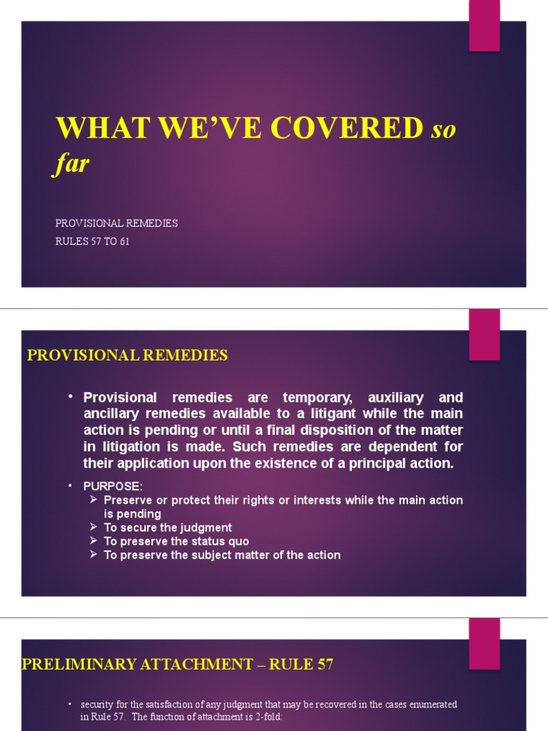 What We'Ve Covered So Far PDF Injunction Federal Rules Of Civil