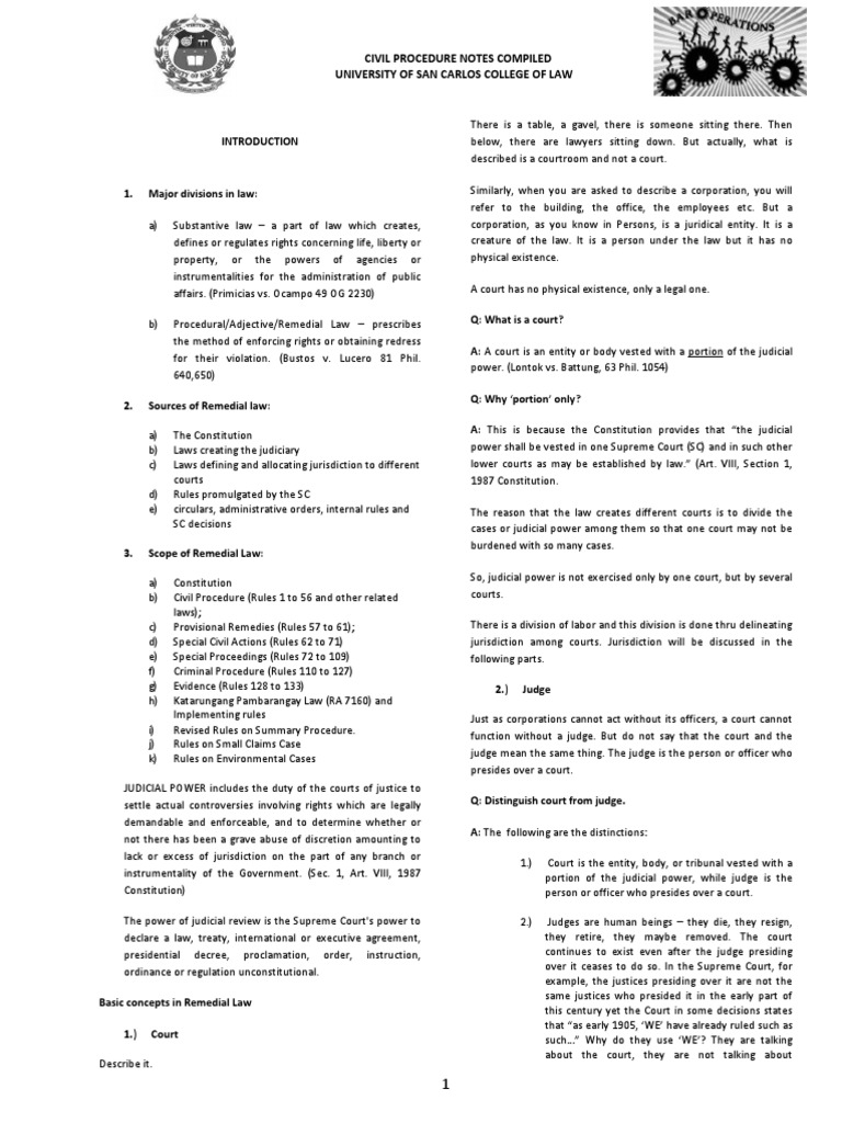Civil Procedure Notes Compiled Universit | PDF | Writ | Equity (Law)