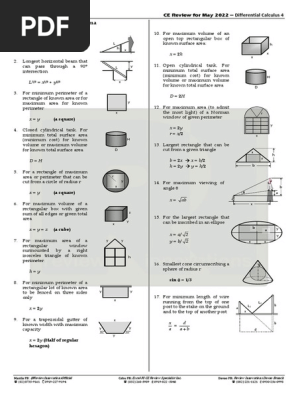 CE Board May 2022_Differential Calculus 1_Set 4