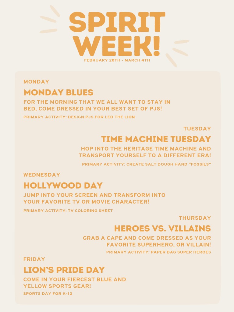 Spirit Week | PDF | Language Arts & Discipline | Mystery, Thriller ...