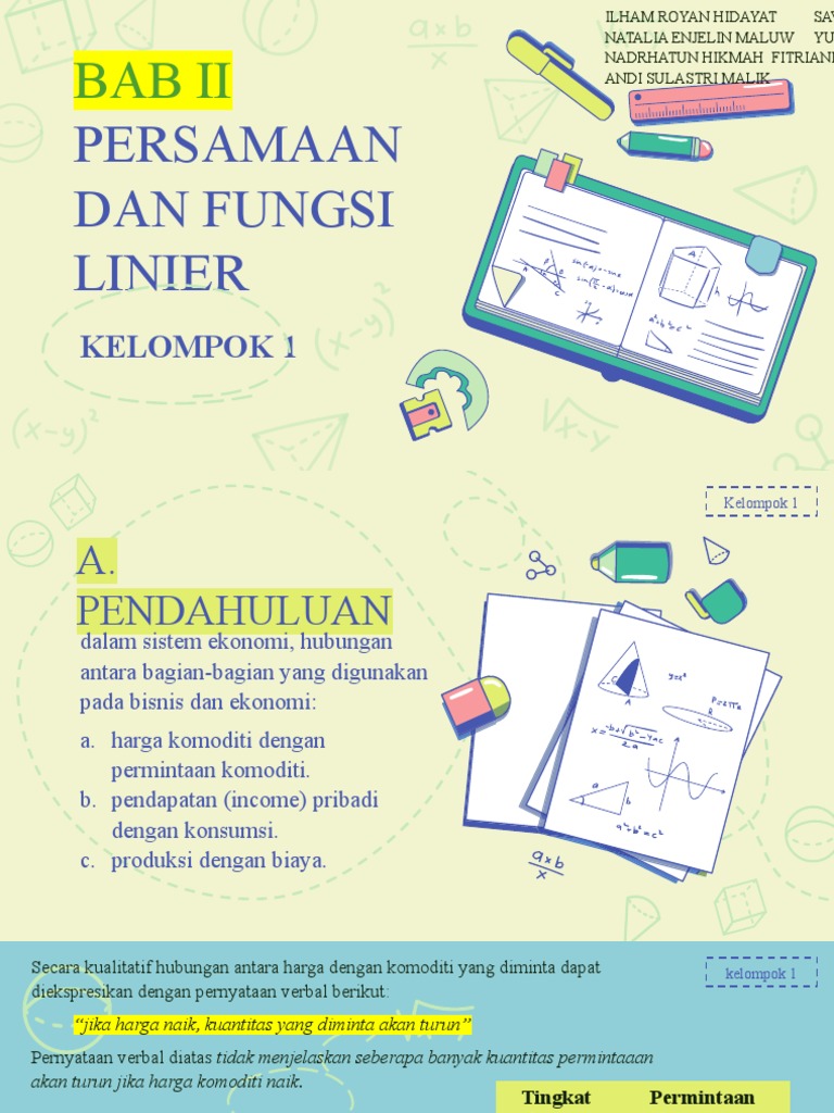 Persamaan & Fungsi Linier Ekonomi | PDF