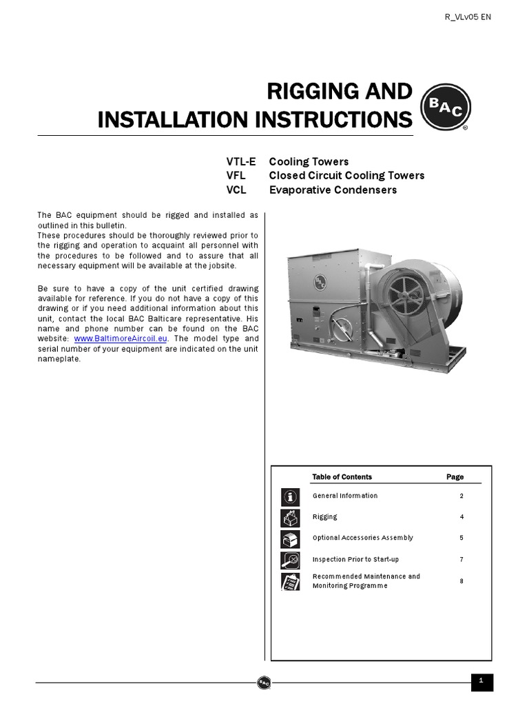 Rigging and Installation Instructions: VTL-E Cooling Towers VFL Closed ...