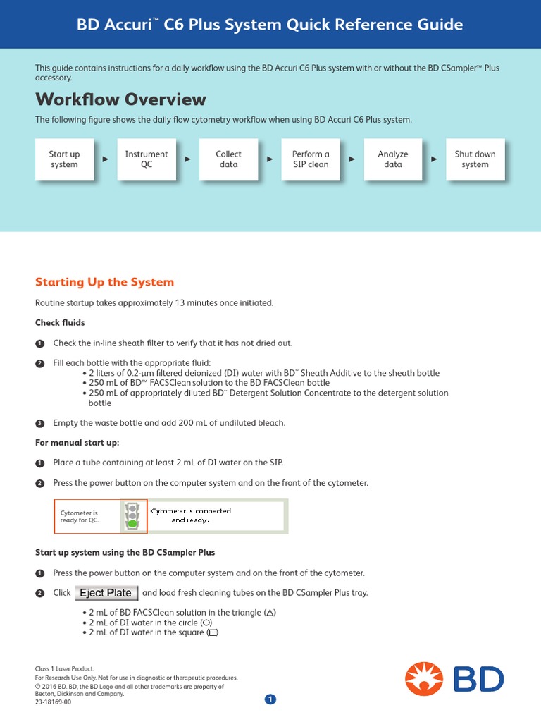 Accuri C6 Plus System Quick Reference Guide | PDF | Flow Cytometry ...