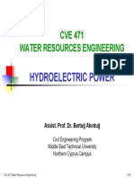 CVE471 Lecture Notes 9 - Hydroelectric Power