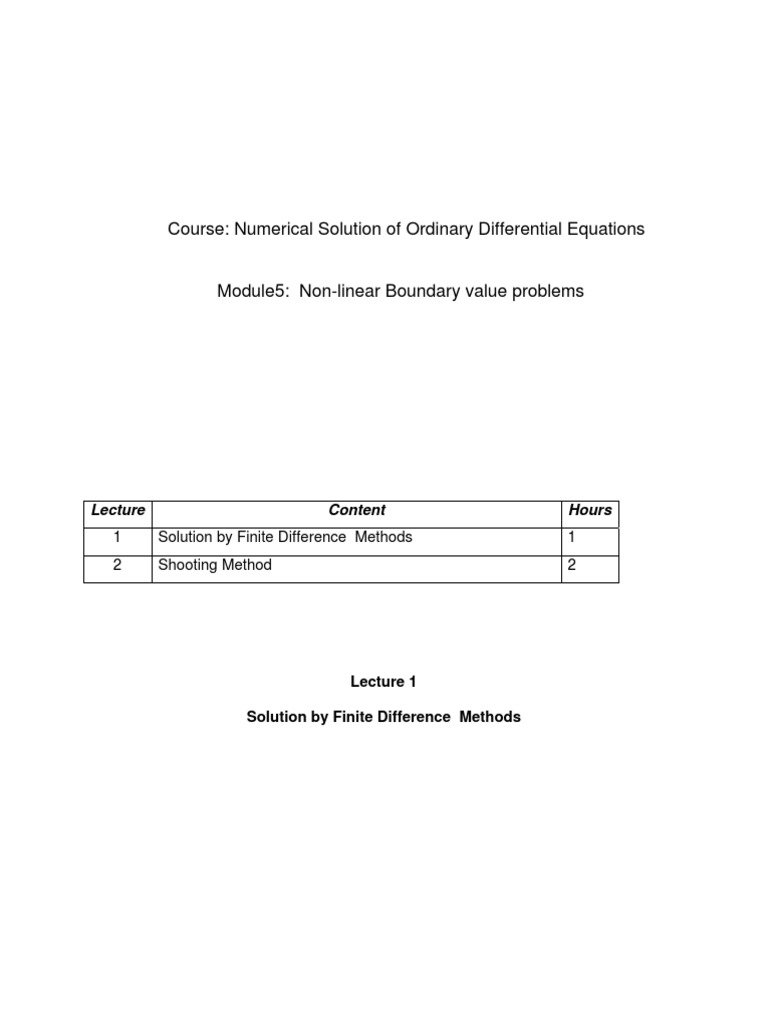Finite Difference Method for BVPs | PDF | Nonlinear System ...