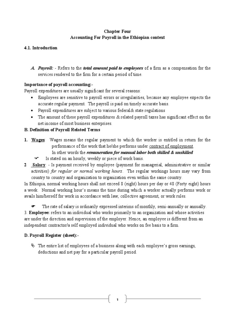 Payroll Formula In Ethiopia
