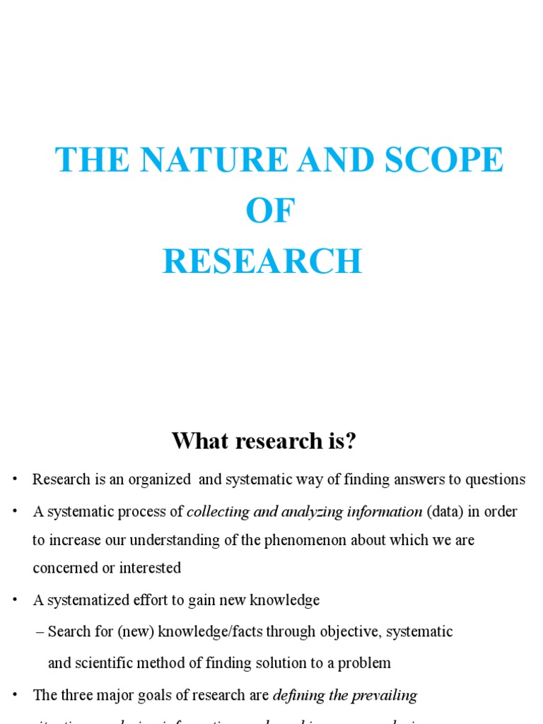Nature and Scope of Research Explained | PDF | Theory | Experiment