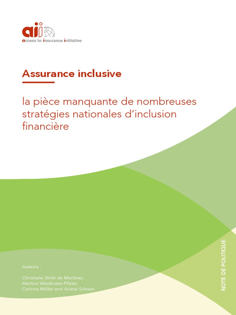 Assurance inclusive : clé de l'inclusion financière | PDF | Assurance ...