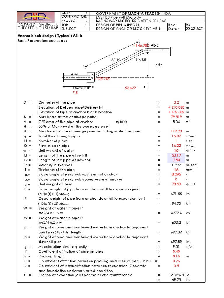 Anchor Block Design (Typical) AB1 PDF Mechanical Engineering