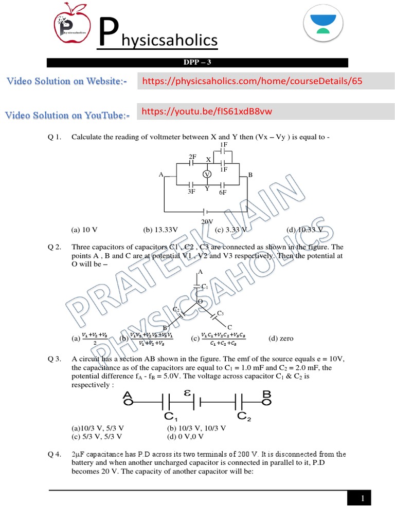 Capacitor Circuit Problems | PDF | Capacitor | Series And Parallel Circuits