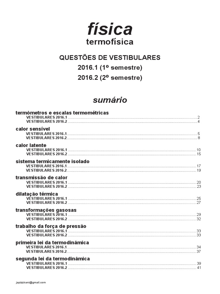 Cálculos de Calor e Temperatura em Termofísica | PDF | Calor | Temperatura