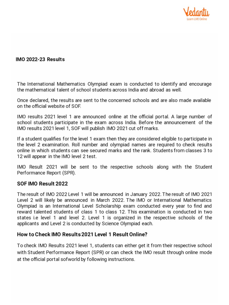 IMO 202223 Result Level 1 PDF