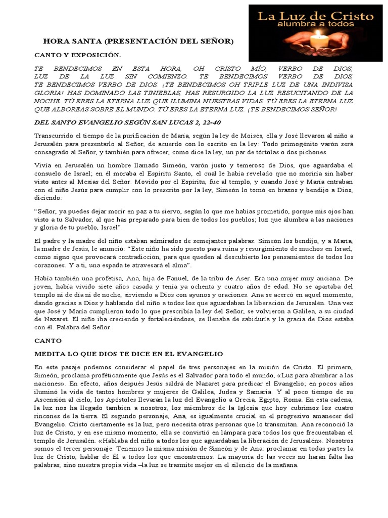 Hora Santa Eucarística Febrero | PDF | María, madre de Jesús | Jesús