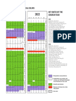 Calendars With Liturgical Colors: Key Dates of The Church Year