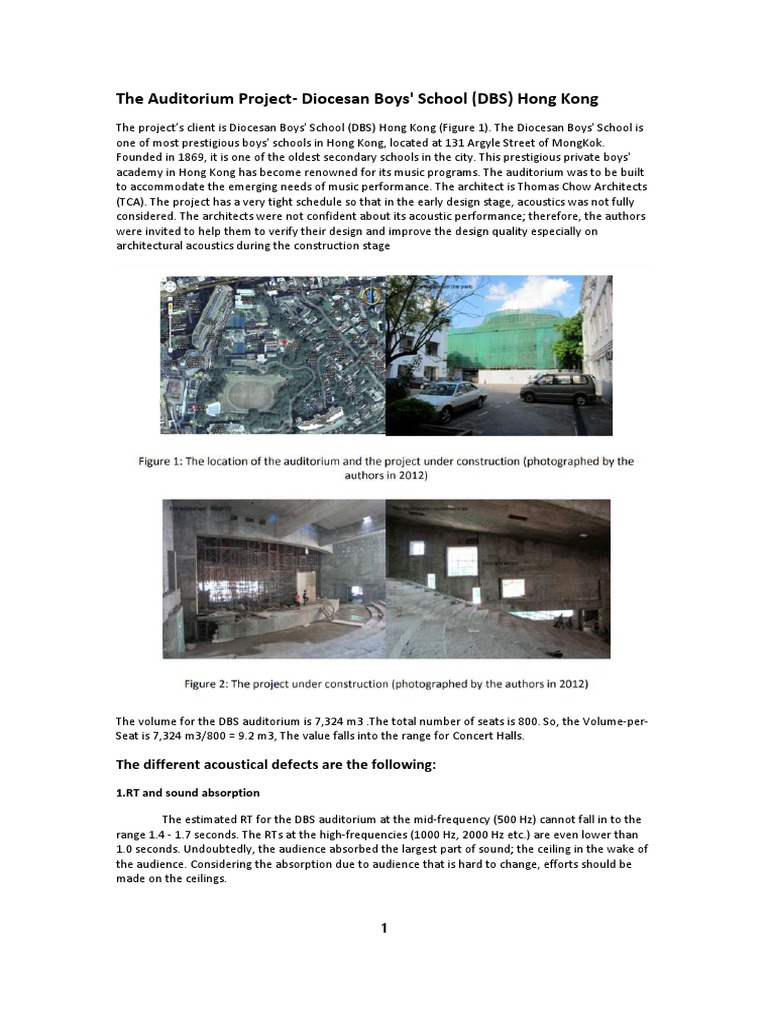 DBS Auditorium Acoustic Design Insights | PDF | Acoustics | Mirror