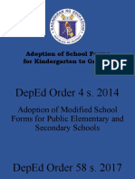 Adoption of School Forms For Kindergarten To Grade 6