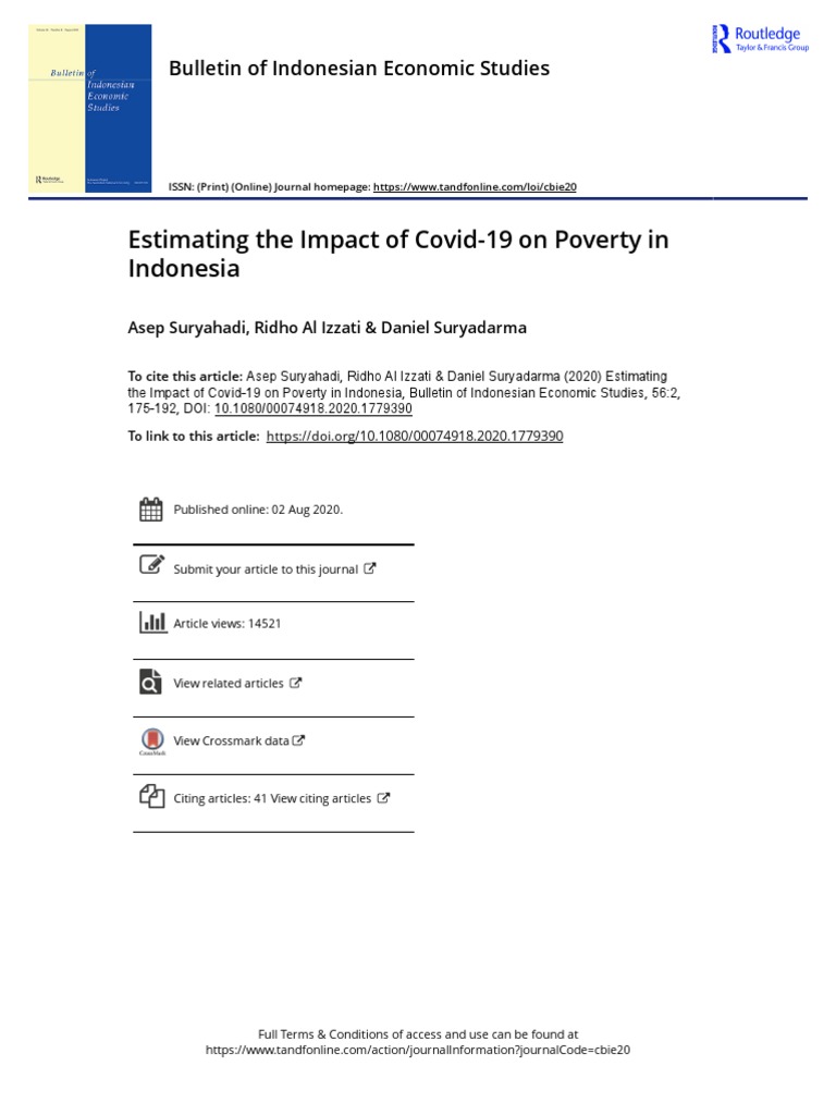 Estimating The Impact of Covid 19 On Poverty in Indonesia | PDF ...