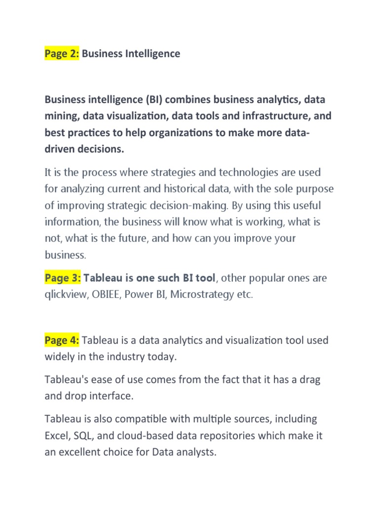 Business Intelligence with Tableau | PDF | Business Intelligence ...