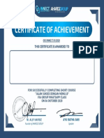 Certificate of Achievement: This Certificate Is Awarded To