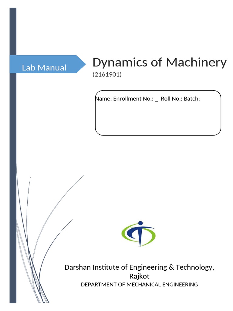 Kinematics and Dynamics of Machinery Lab Manual | PDF | Oscillation | Force