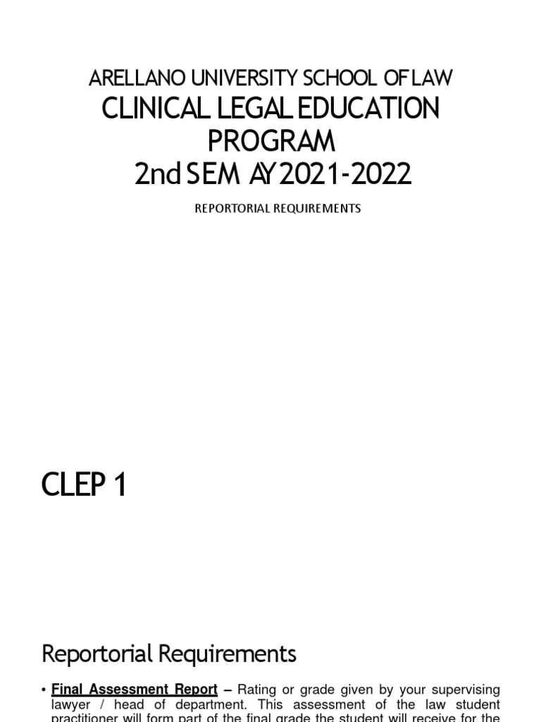 CLEP Reportorial Requirements 2nd Sem | PDF