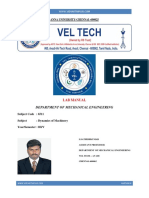 Department of Mechanical Engineering: Lab Manual